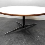 Round coffee table wood metal 1960