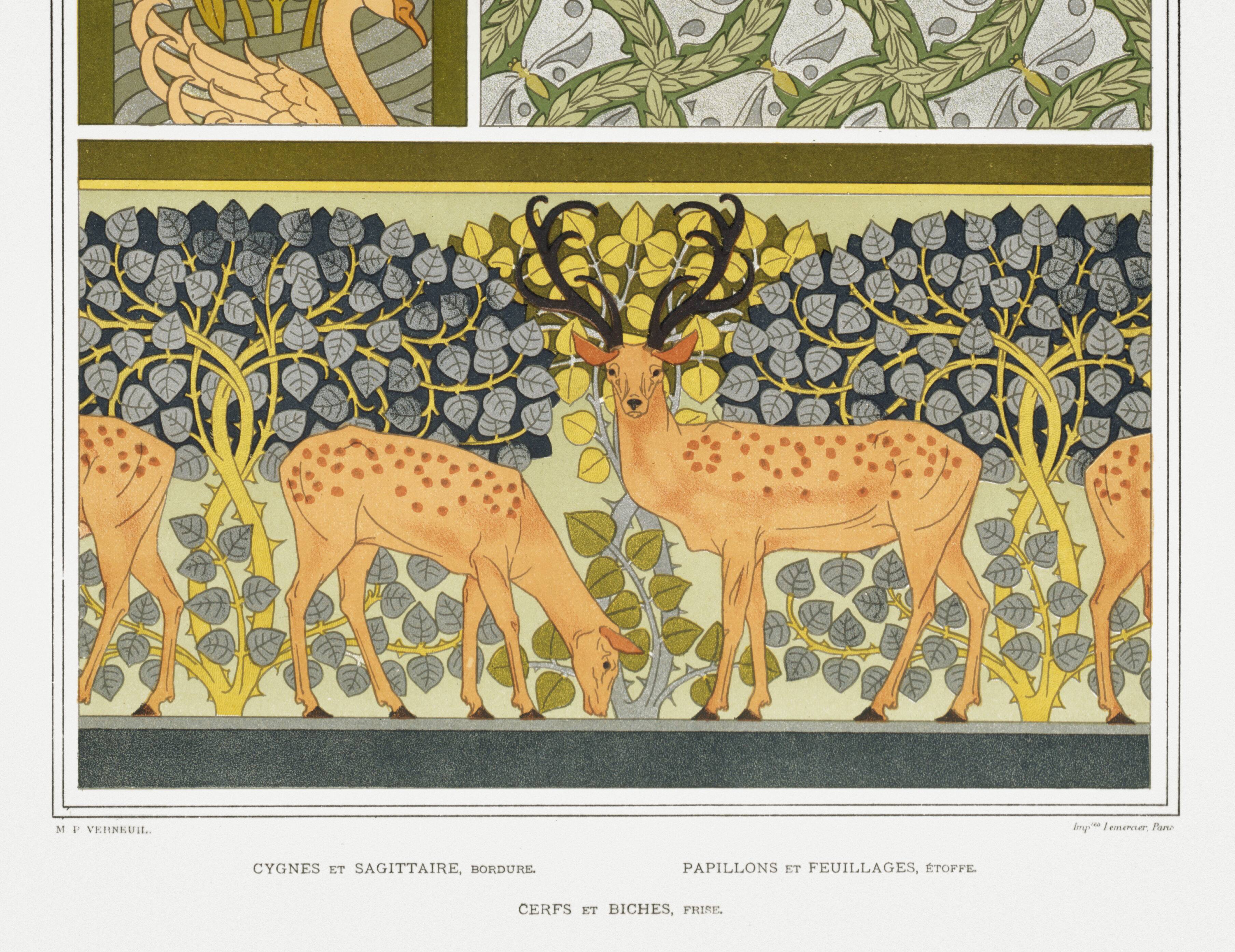 Poster “Swans and Stags”, after an Art Nouveau lithograph from 1897