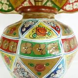 Ancient camel leather lamp and wooden base