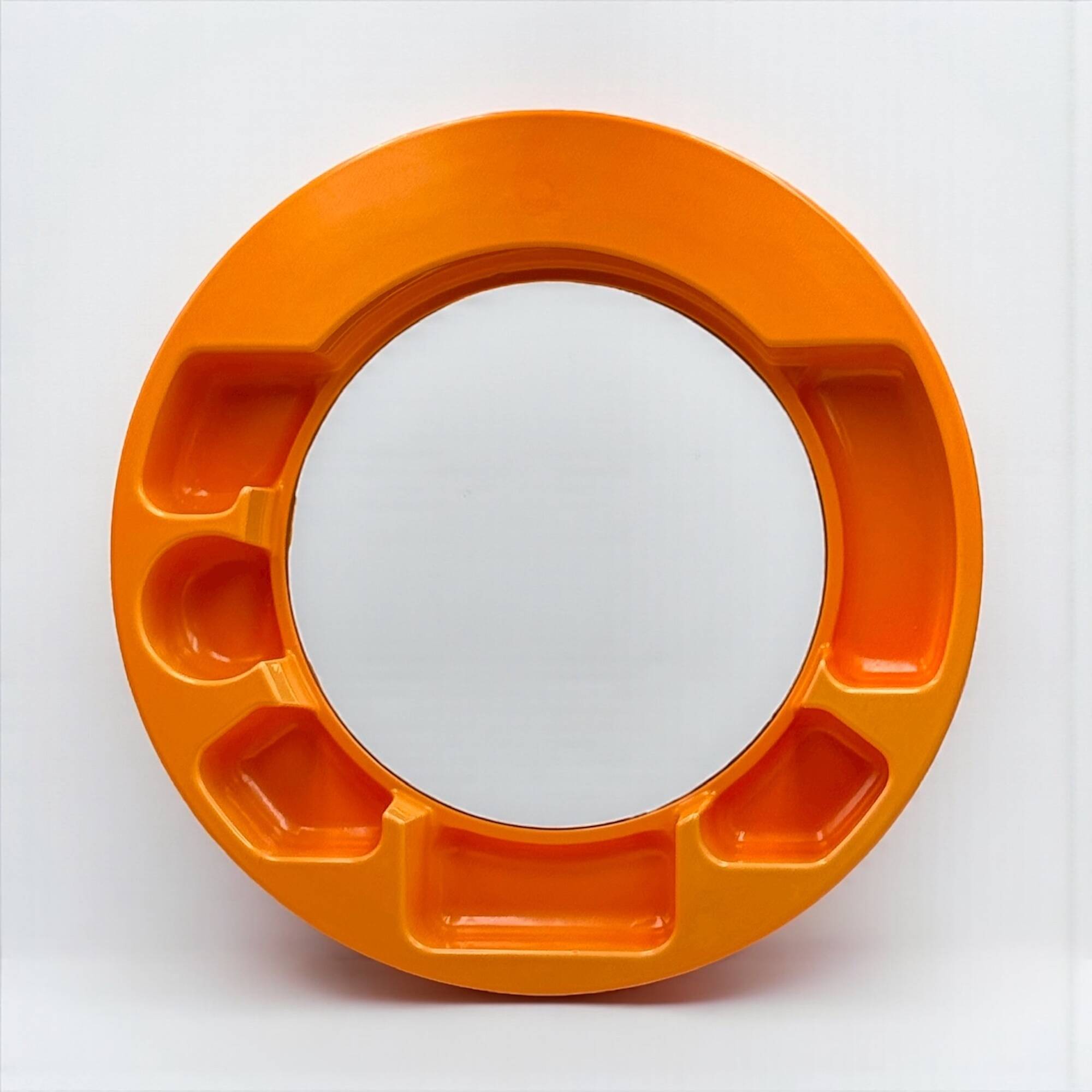 Space Age Orange Wall Mirror with Built-in Shelves 1970s