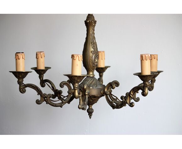 Bronze chandelier 6 branches | Selency