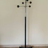 Coat rack chrome and wood, 1970's