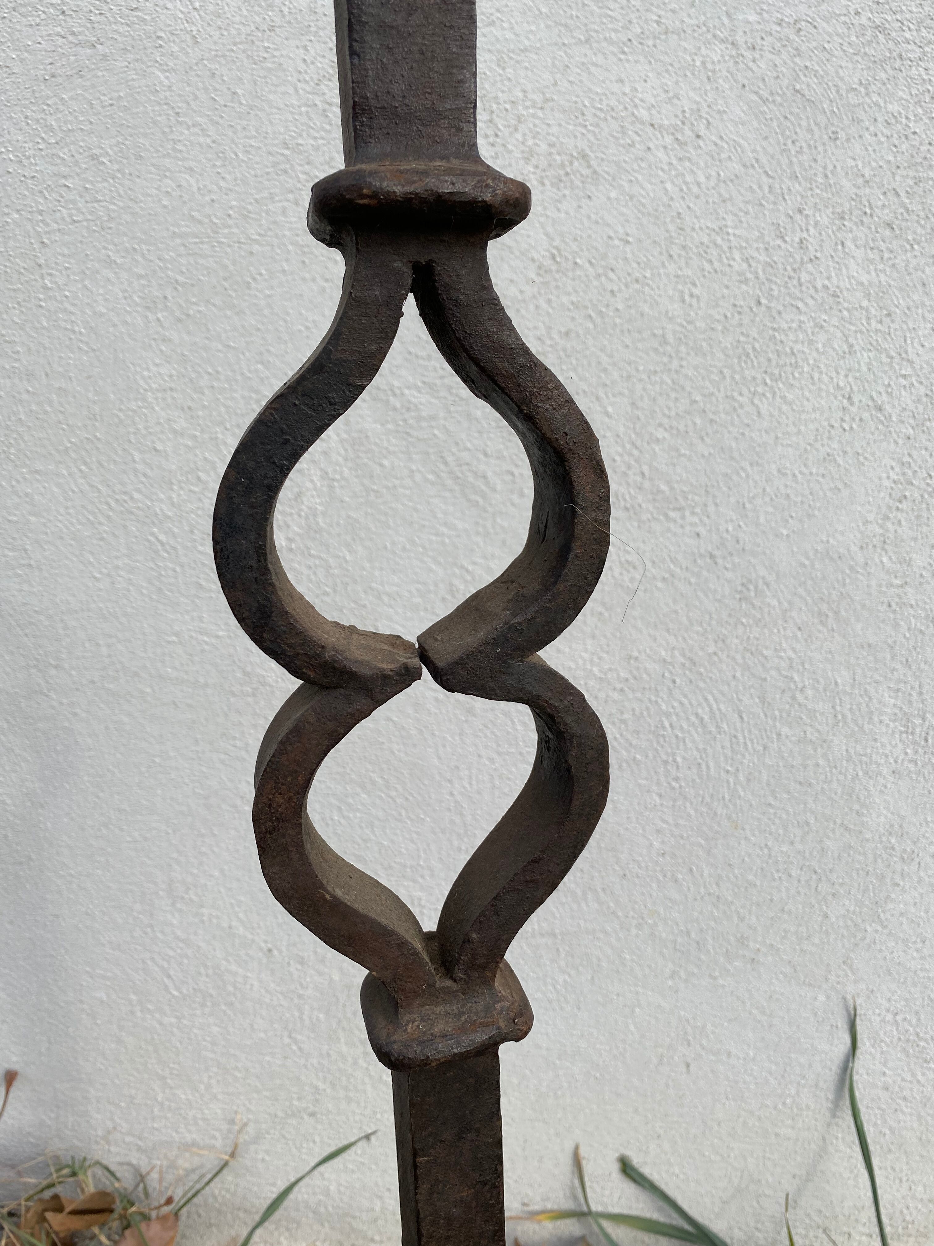 Floor lamp candle holder wrought iron brutalisms