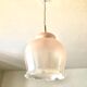 Frosted glass suspension with pearl pink ruffles 1960