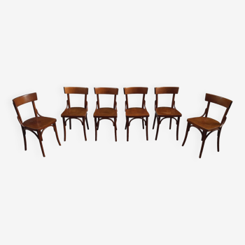 Set of 6 curved wood bistro chairs
