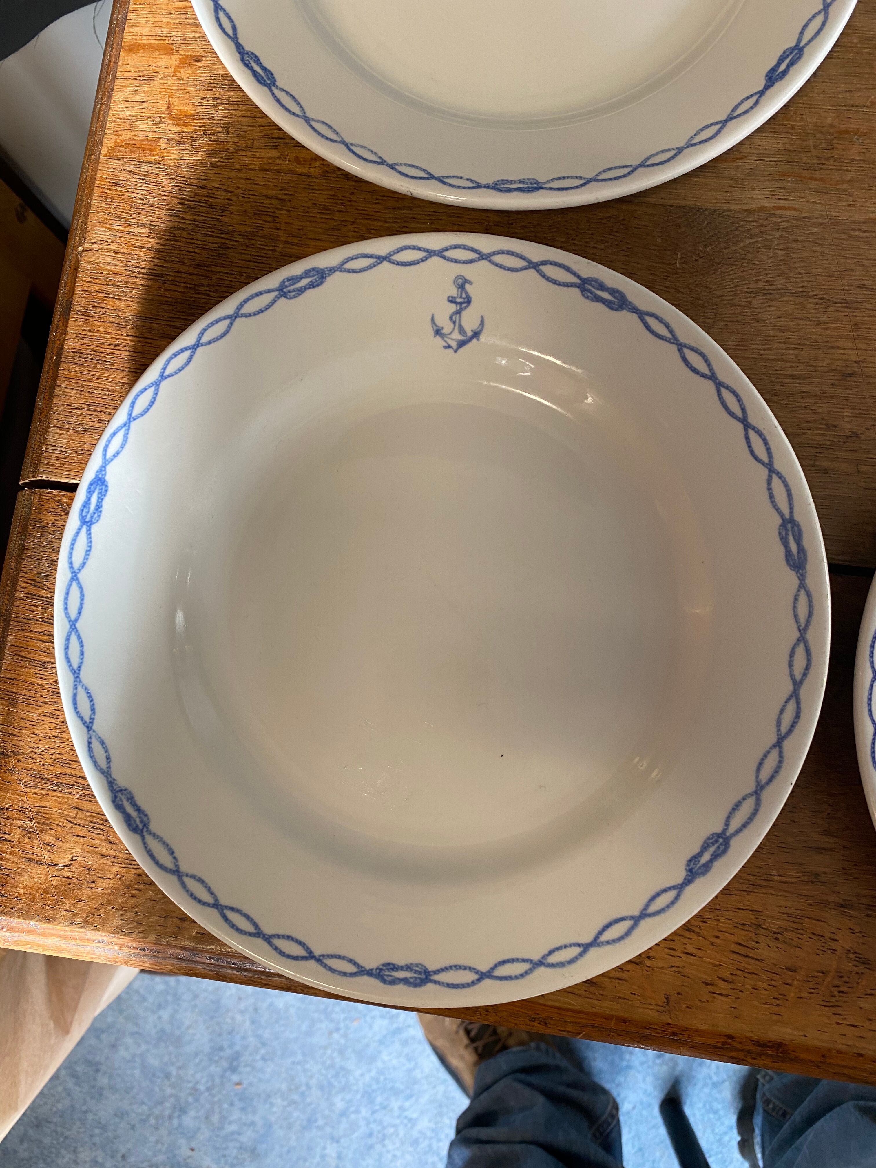6 plates in Sarreguemines porcelain anchor and knots