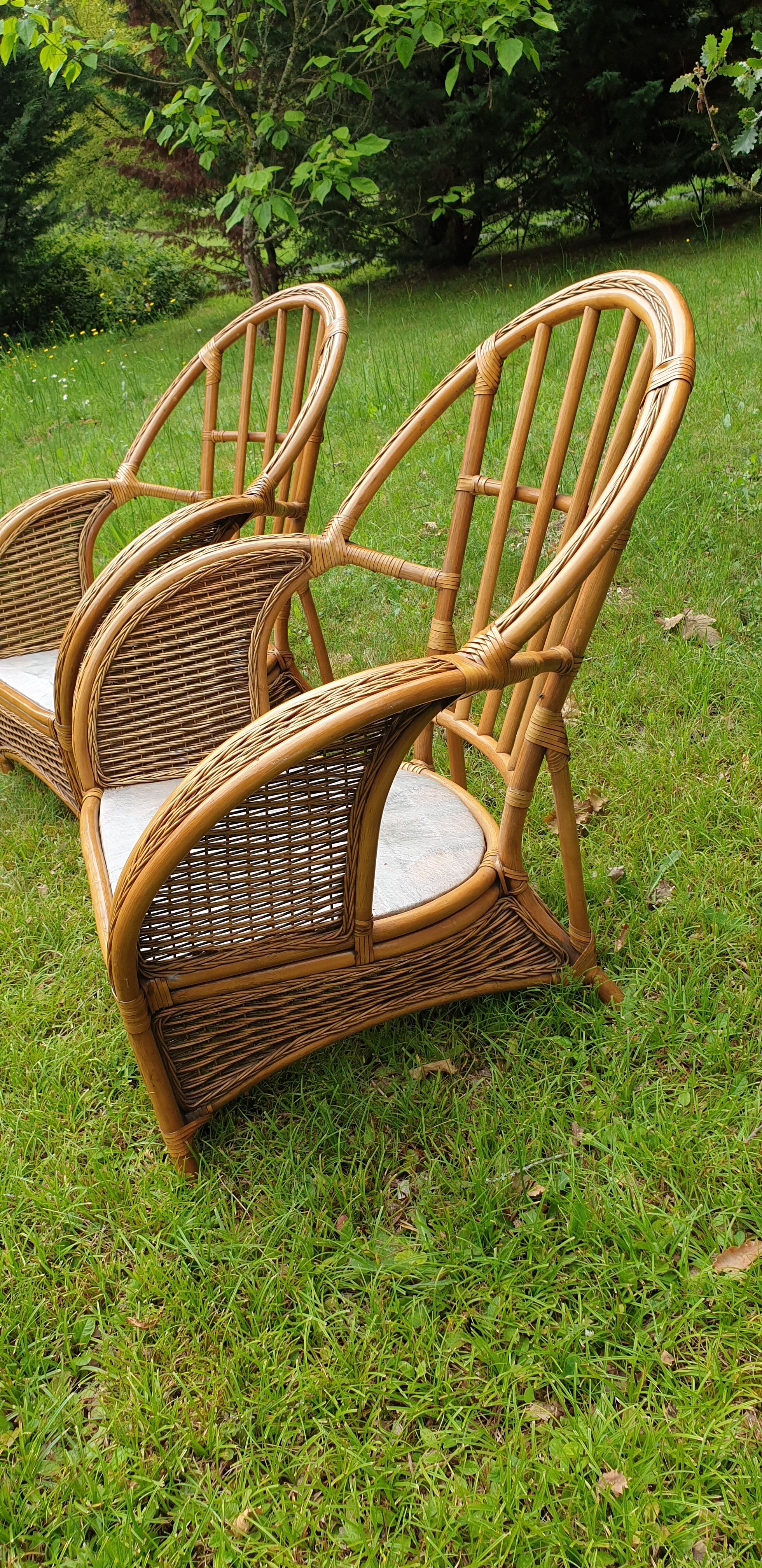 Rattan and vintage bamboo lounge