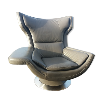 Chair swivel House Moss leather grey year 2000