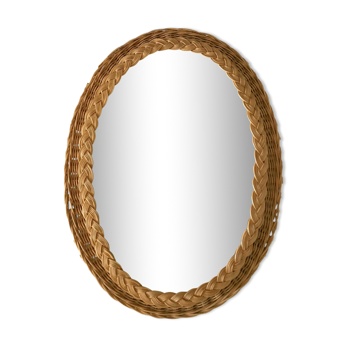 Vintage rattan mirror 47x36 cm 60s