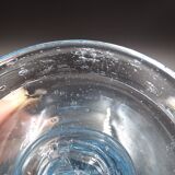 Candlestick or photophore in sky blue bulled glass, signed Biot