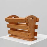 Mid-century Magazine Rack in full oak, France 1960s