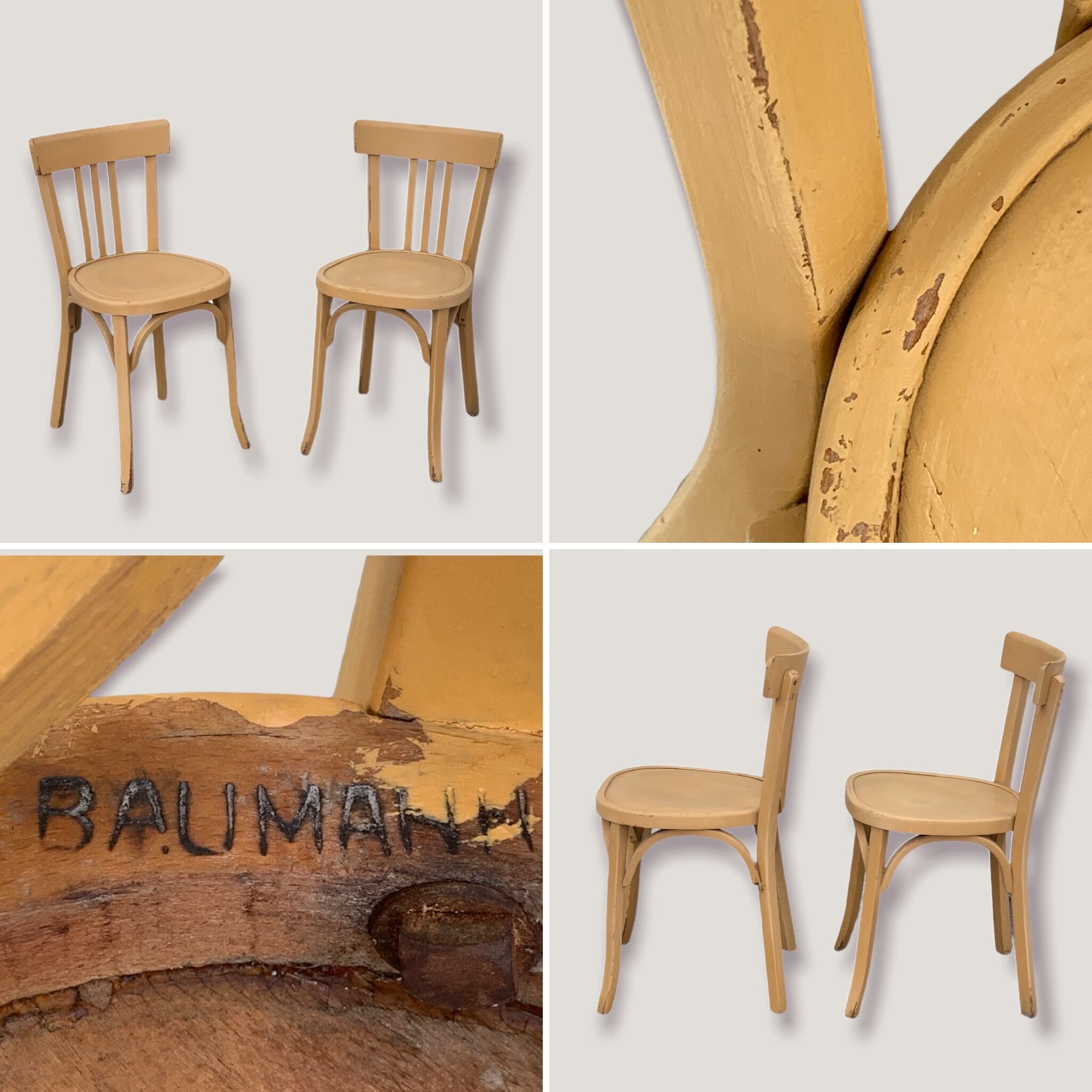Paire de chaises bistrot Baumann patine vintage