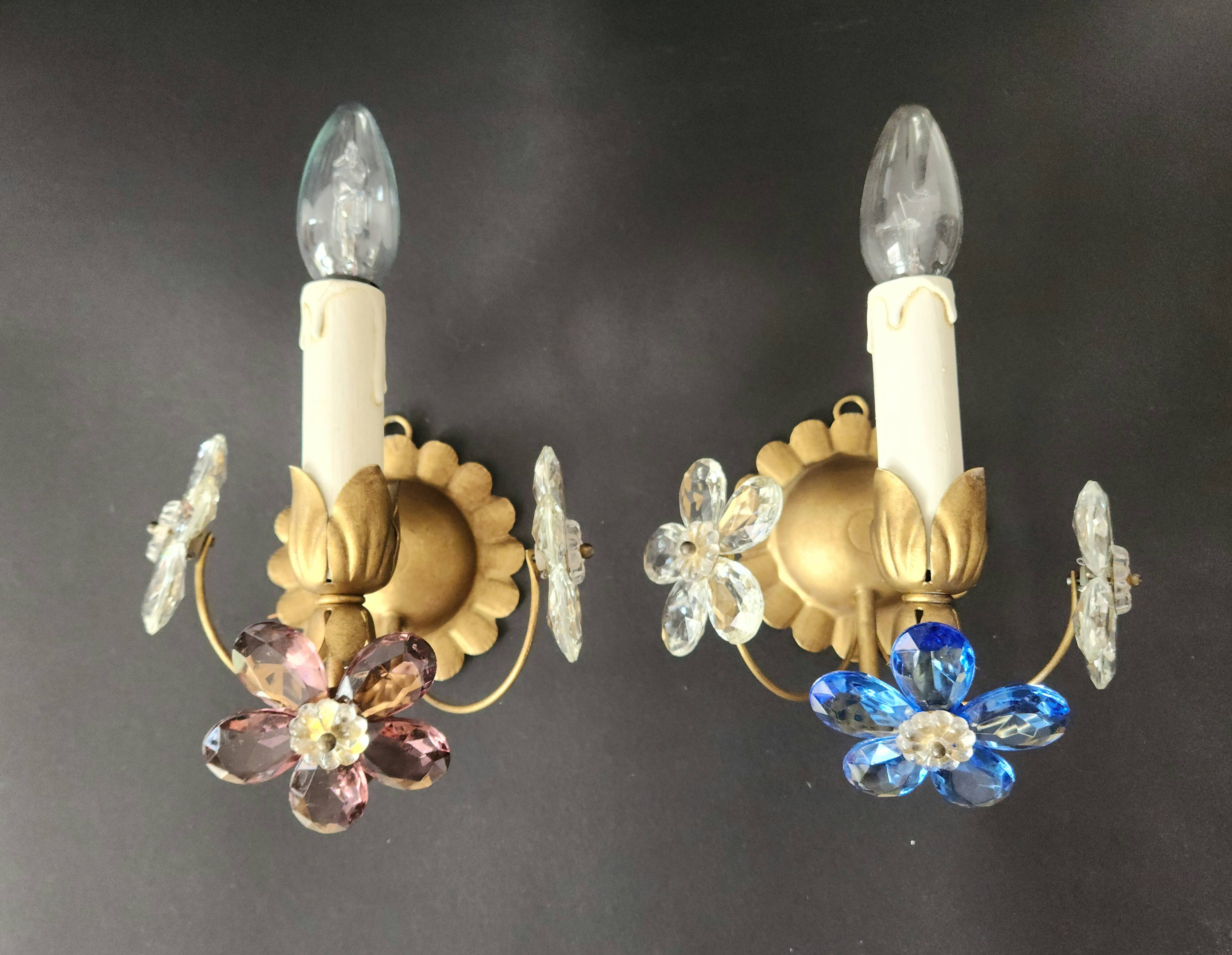 Set vergoldet Wandlampe Murano Kristall