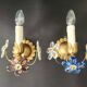 Set vergoldet Wandlampe Murano Kristall