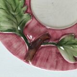 Two vintage leaf barbotine plates