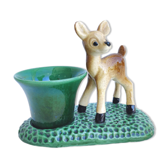Old empty inkwell ceramic fawn pocket
