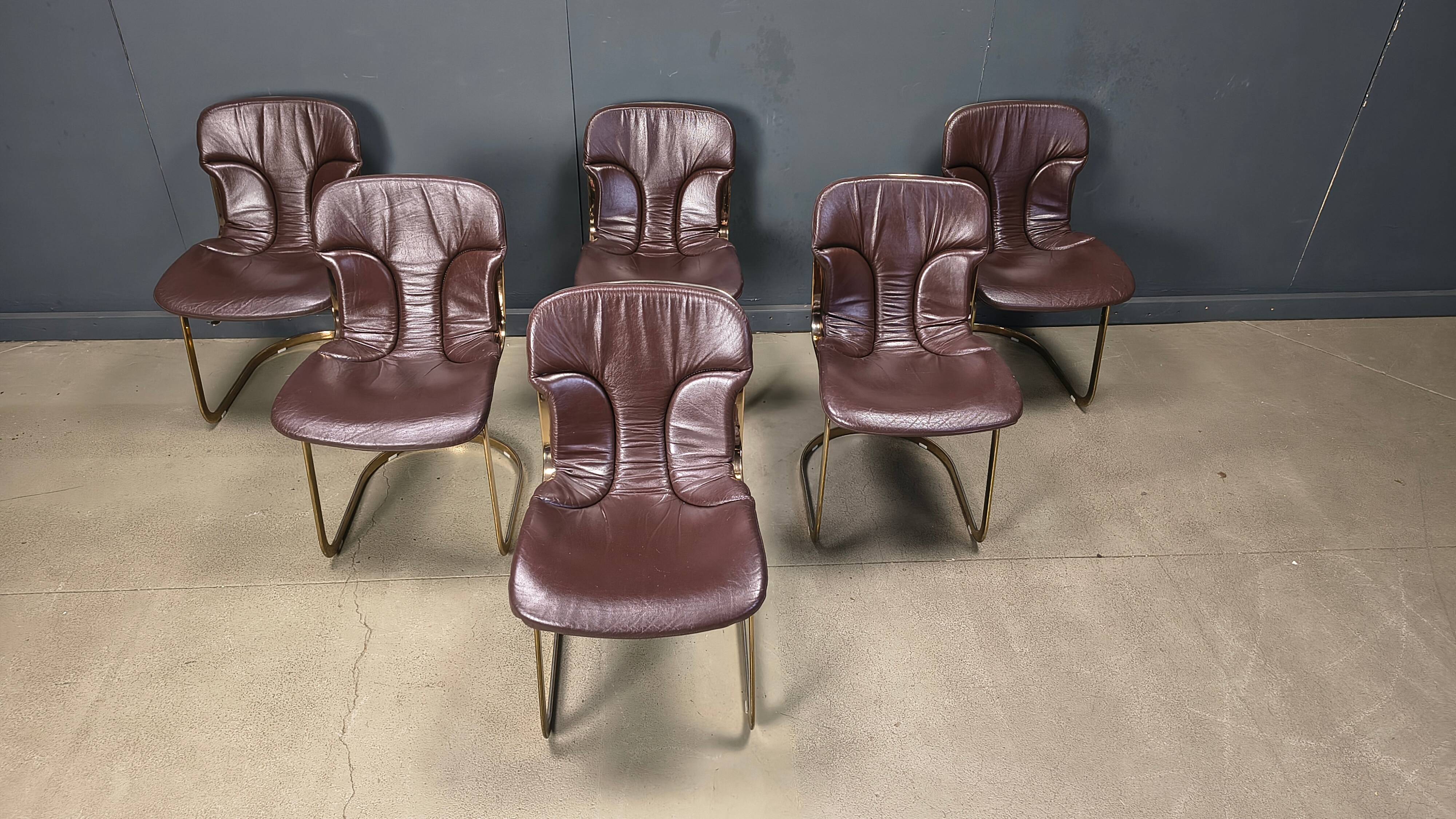 Chaises de salle à manger vintage par Cidue, ensemble de 6, années 1970.