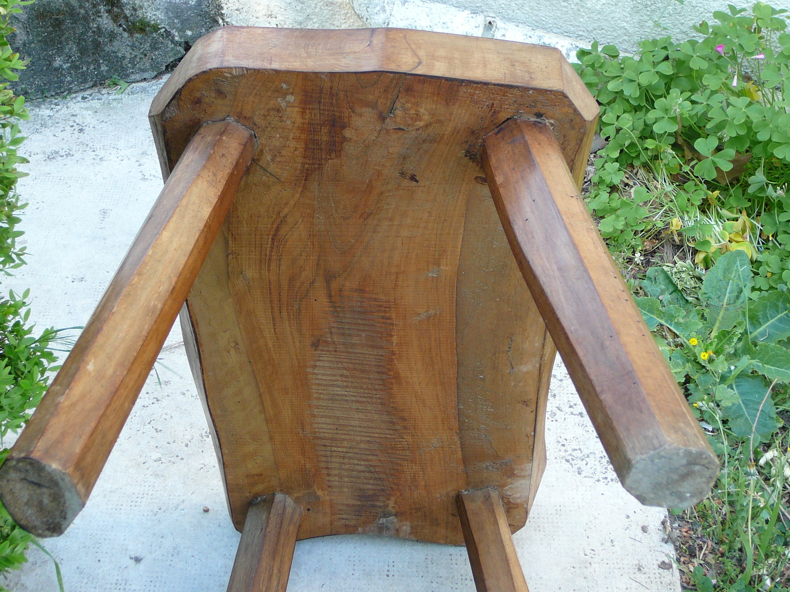 Free-form brutalist massive walnut side table