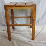 60s brutalist-style pine stool