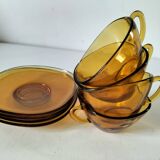 4 cups and saucers VERECO amber