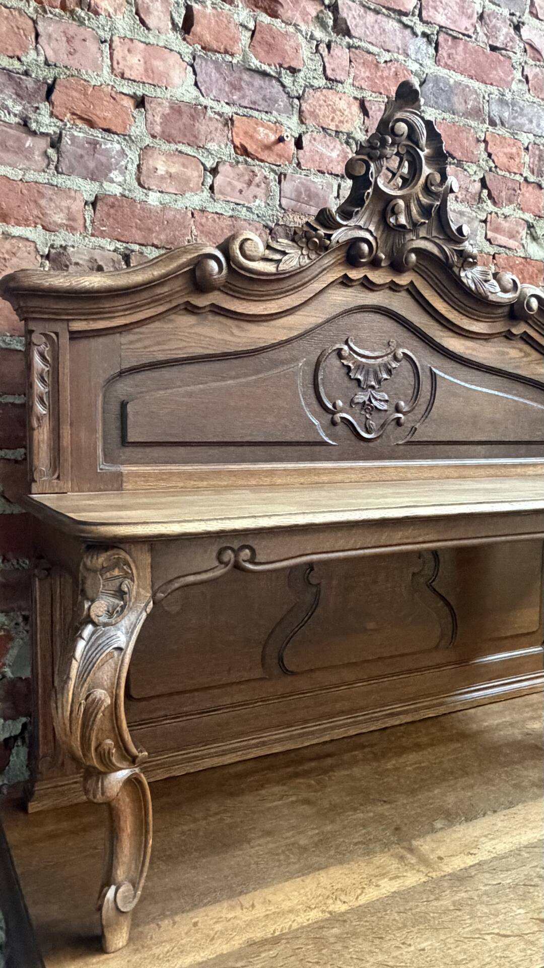 Antique oak sideboard, Louis XV rococo style, late 19th century.
