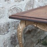 Table basse ancienne dorée et bois
