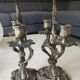 Pair of Candelabra in Louis XV/Rocaille Style, 2 lights. In gilded bronze, 19th century.