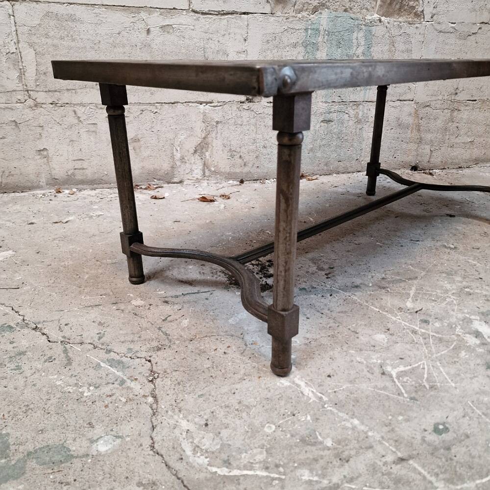 Vintage wrought iron and slate coffee table