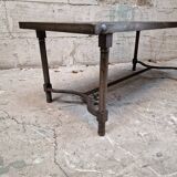 Vintage table basse fer forge et ardoise