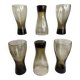 Six smoky glass soda glasses, Luminarc, 1970s.