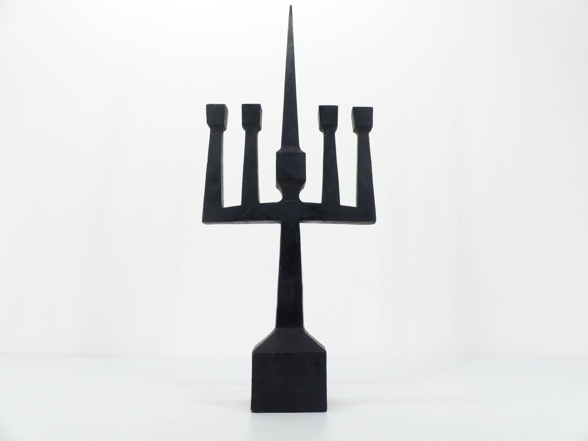 Brutalist candelabra in black forged steel 1950