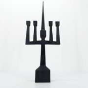 Brutalist candelabra in black forged steel 1950