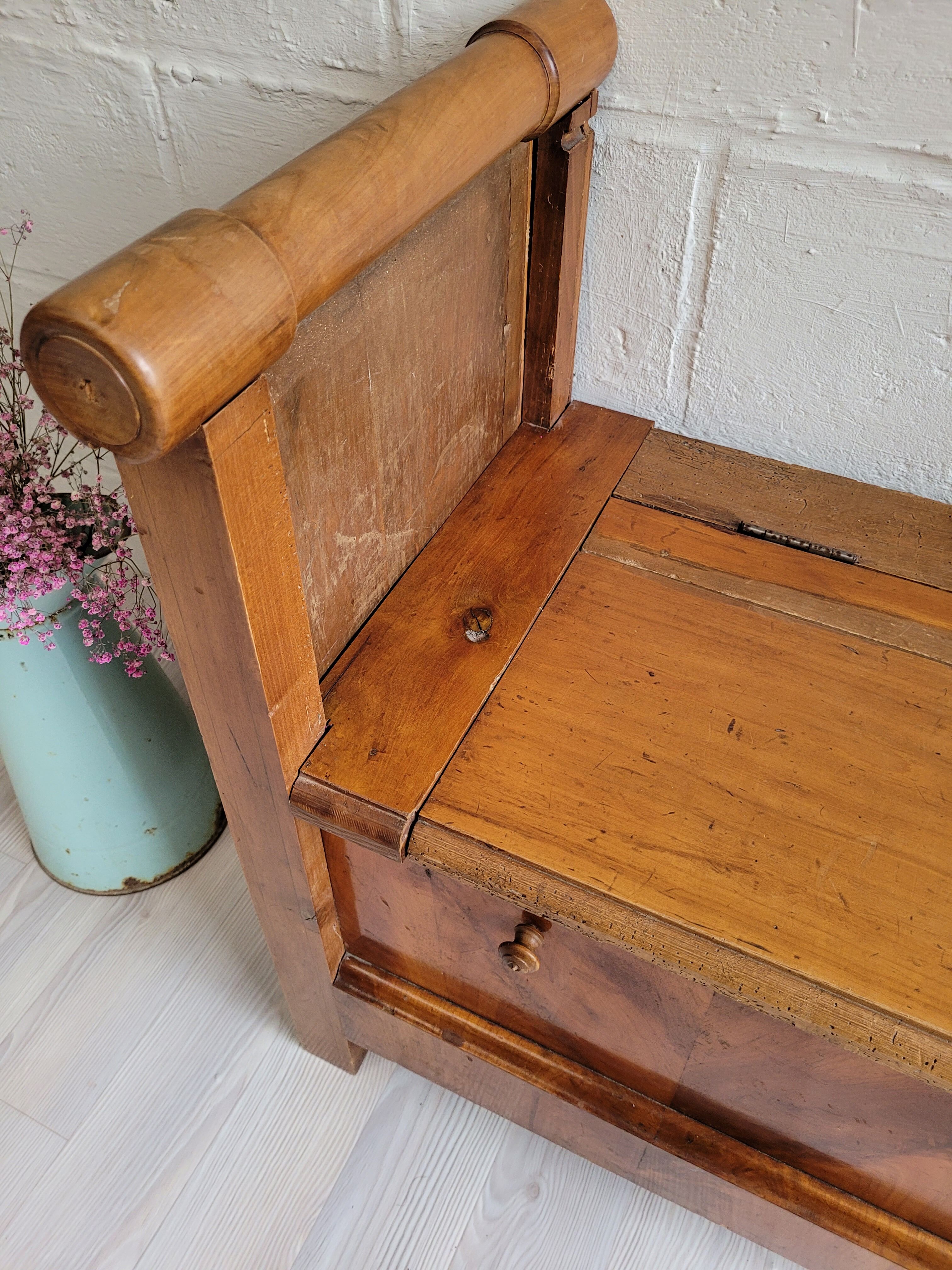 Antique wooden chest bench