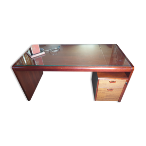 bureau bois verni rouge