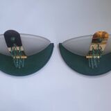 Pair of vintage gold half-moon wall sconces