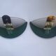 Pair of vintage gold half-moon wall sconces