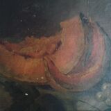 Table oil on canvas Life Dead with melon and grapes. 19 th
