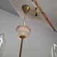 1960s Czech Mid-Century Brass and Železný Brod Frosted Glass Six-Arm Chandelier