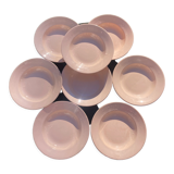 8 hollow plates Digoin Sarreguemines powder pink old