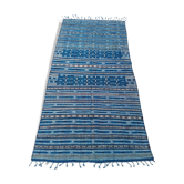 Tapis kilim bleu et noir fait à la main 127x217 cm