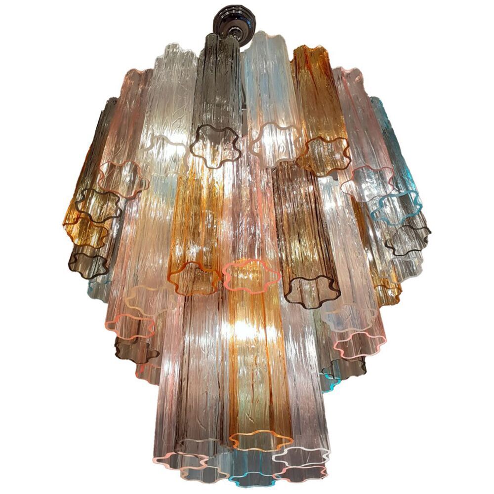 Multicolor “tronchi” murano glass chandelier