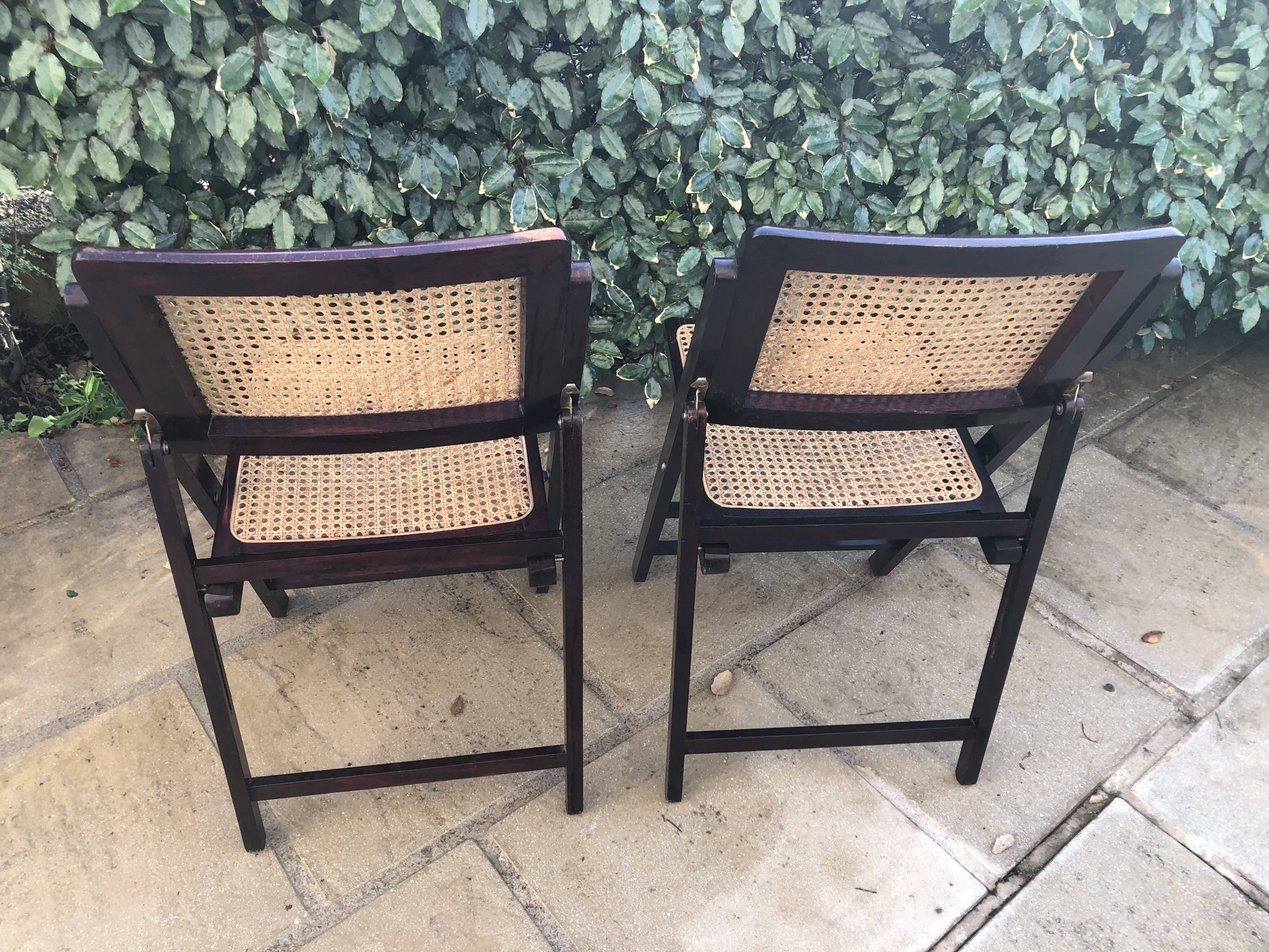 Wooden folding chairs and canne wicker