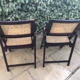 Wooden folding chairs and canne wicker