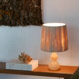 Alabaster lamp, raffia lampshade, 60s