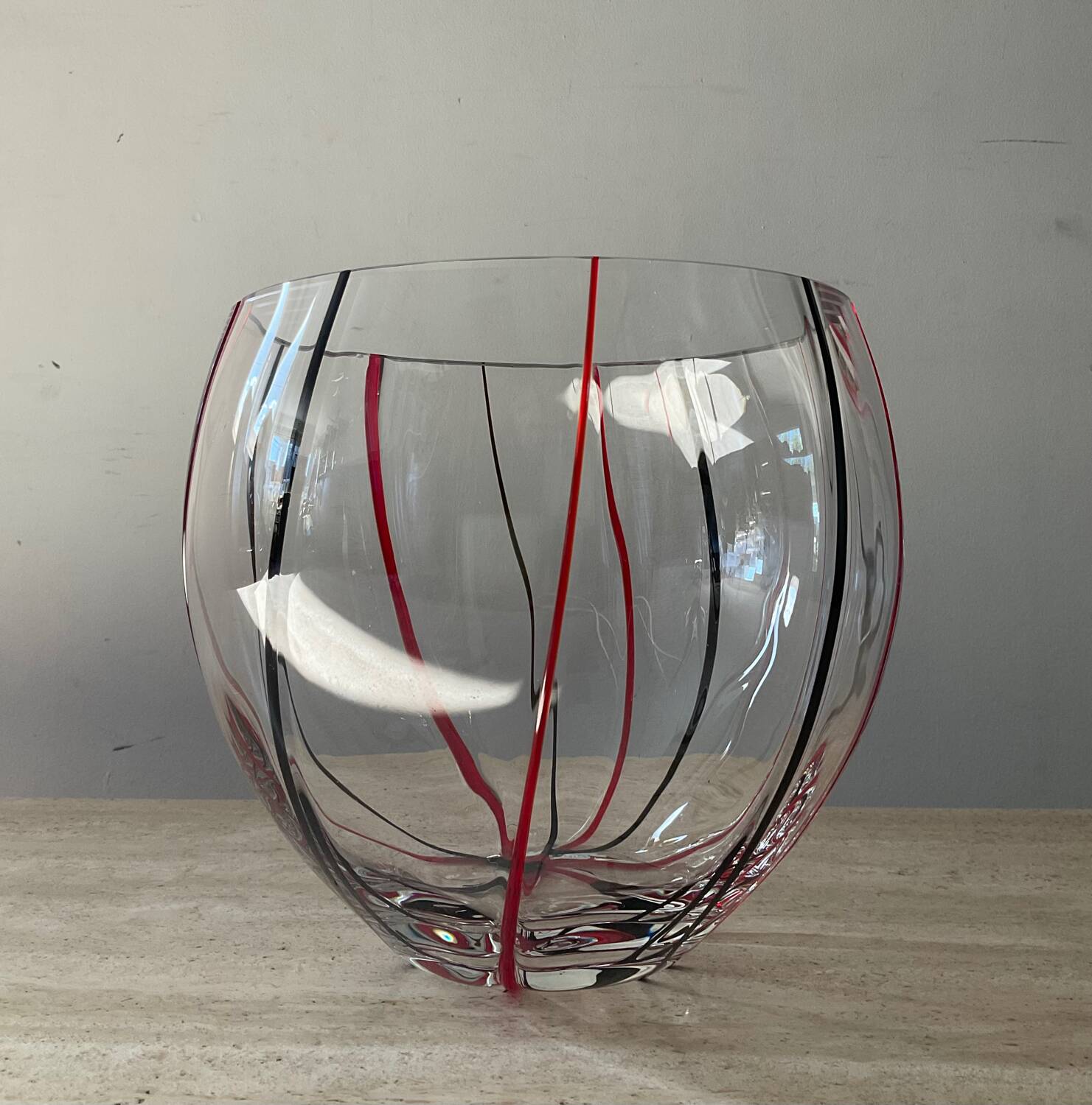 Vintage ball vase in blown glass and glass paste