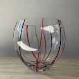 Vintage ball vase in blown glass and glass paste
