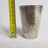 Louis XV-style old silver metal timbale, monogrammed "OA"