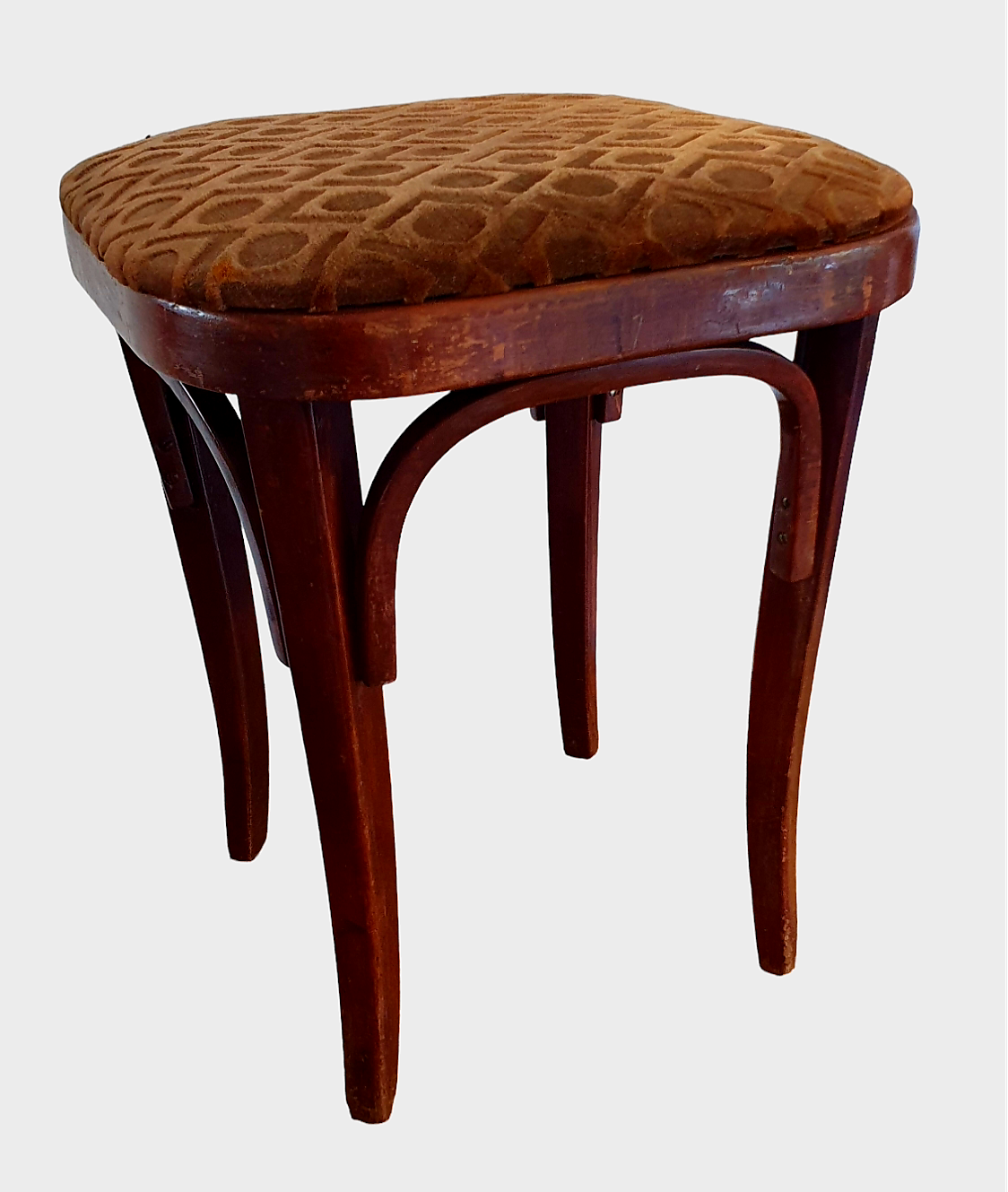 Art nouveau thonet stool bentwood and velvet