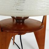 Vintage tripod table lamp wood and glass 1950 France