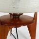 Lampe de table vintage tripode bois et verre 1950 France
